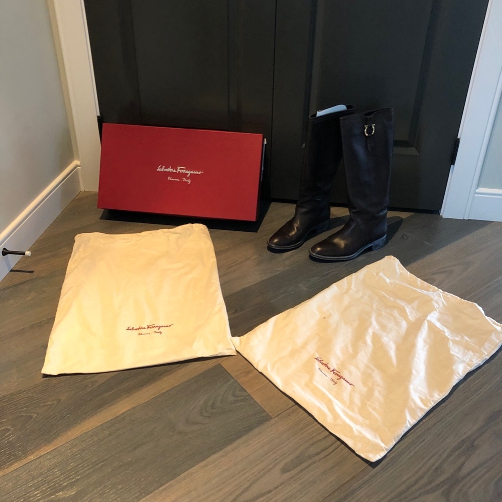 Salvatore Ferragamo brown leather boots